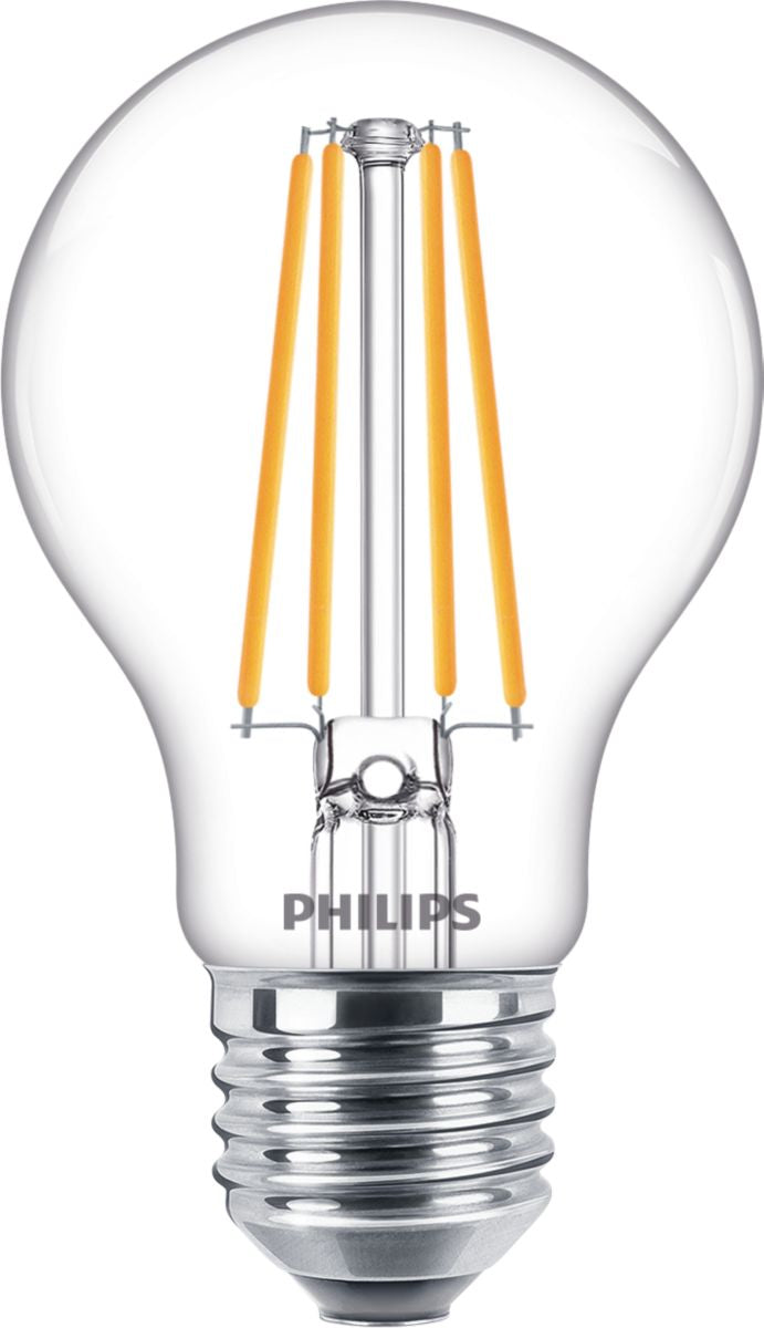 Philips LED-Leuchtmittel E27 A-Form – Warmweiss 2700 K, 1055 lm, 8,5 W – IP44 – 1 Stk., Transparent – CorePro