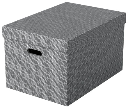 Esselte Archivschachtel A3 – mit Griffloch, abnehmbarem Deckel, 355 × 305 × 510 mm, grau, Karton, 3er Pack
