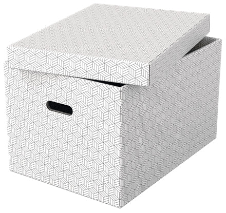 Esselte Archivschachtel A3 – Karton, weiss, mit Griffloch, 355 × 305 × 510 mm, 3er Pack