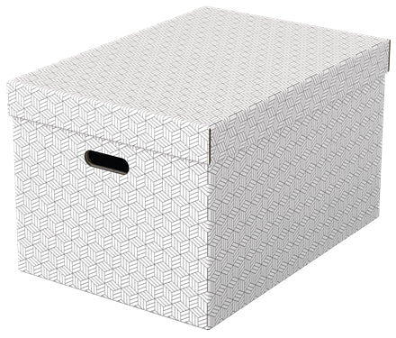 Esselte Archivschachtel A3 – Karton, weiss, mit Griffloch, 355 × 305 × 510 mm, 3er Pack