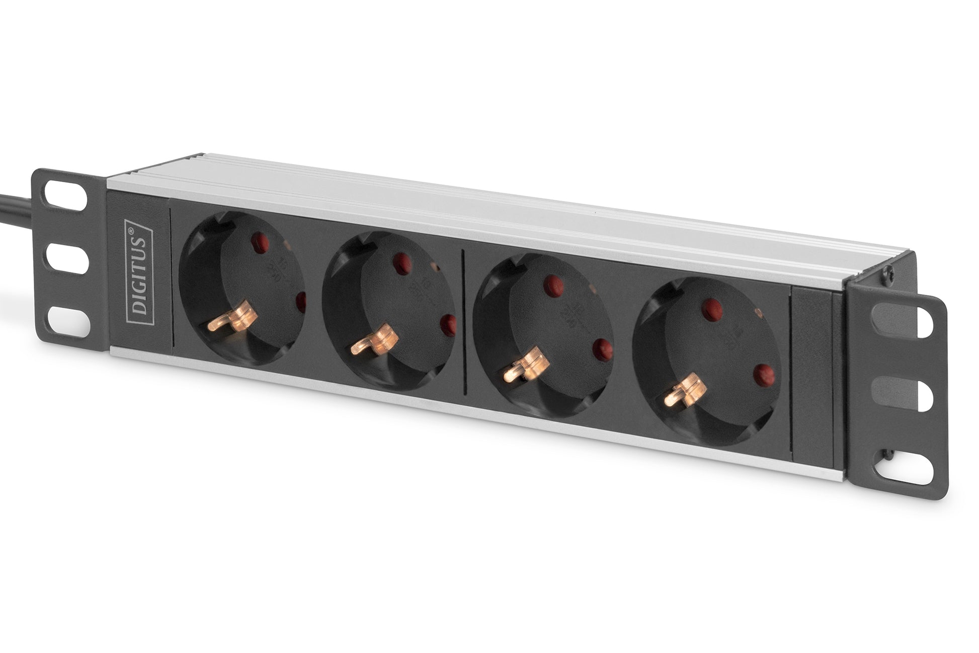 Digitus Rack-PDU – 0U/1U, 4× Typ F, Typ F, 230 V/16 A, 2 m, ohne Schalter, schwarz