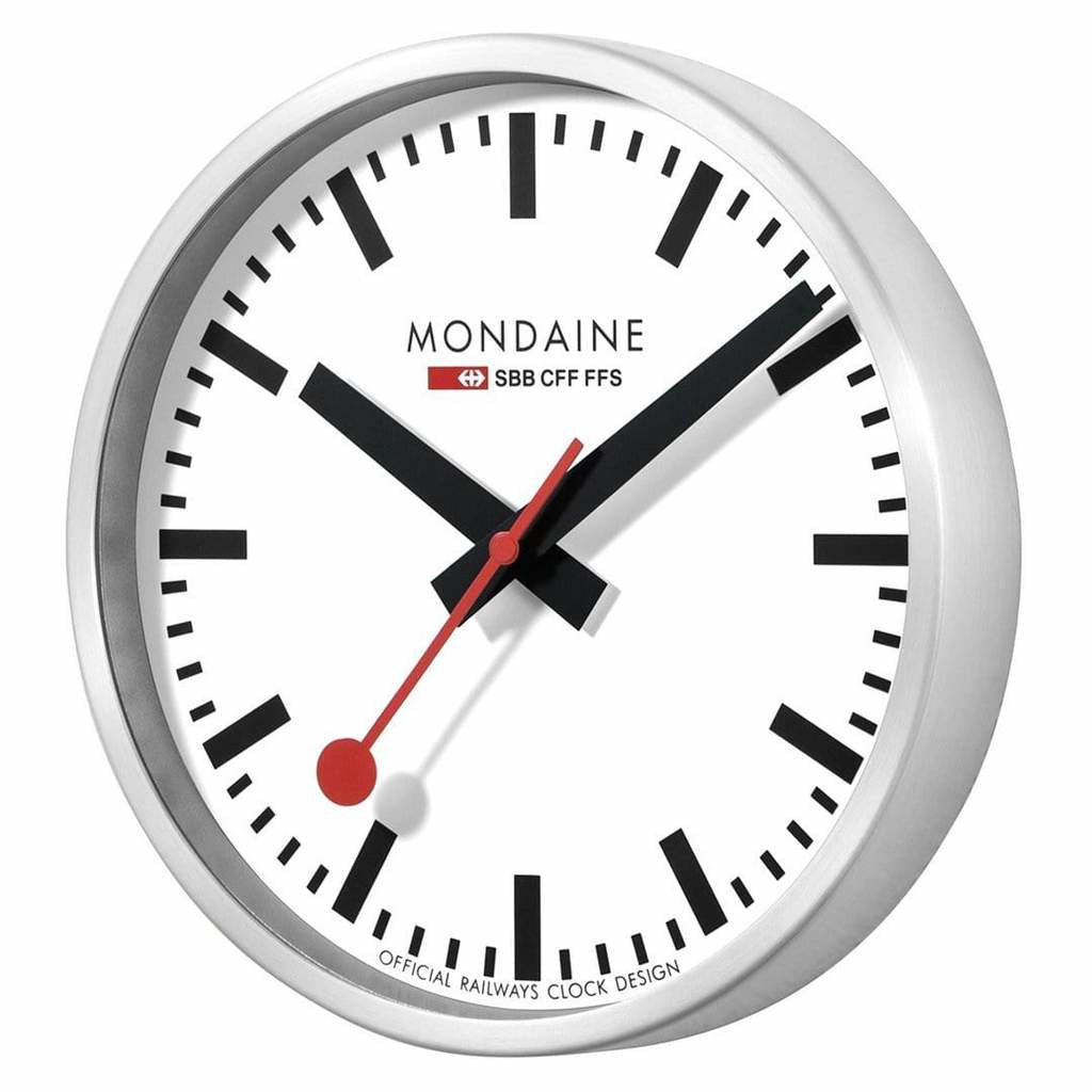 Mondaine Wanduhr – Ø 40 cm, silber, Glas, lautlos
