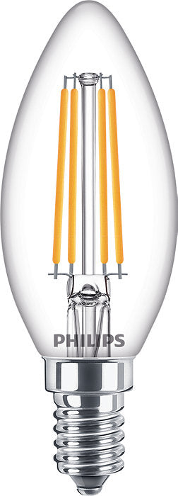 Philips LED-Leuchtmittel E14 Kerze – Warmweiss 2700 K, 806 lm, 6,5 W – IP44 – 1 Stk. – Transparent – CorePro
