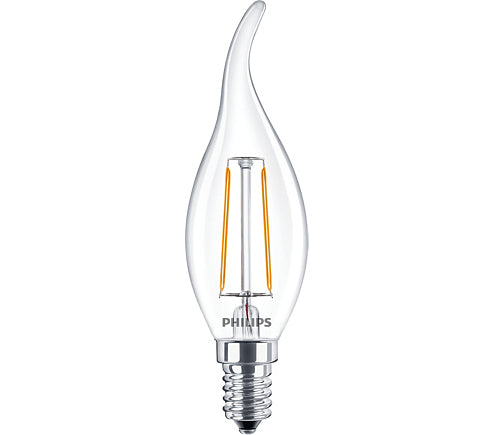 Philips LED-Leuchtmittel E14 (Kerze) – Warmweiss 2700 K, 250 lm, 2 W – IP44 – 1 Stk. – Transparent