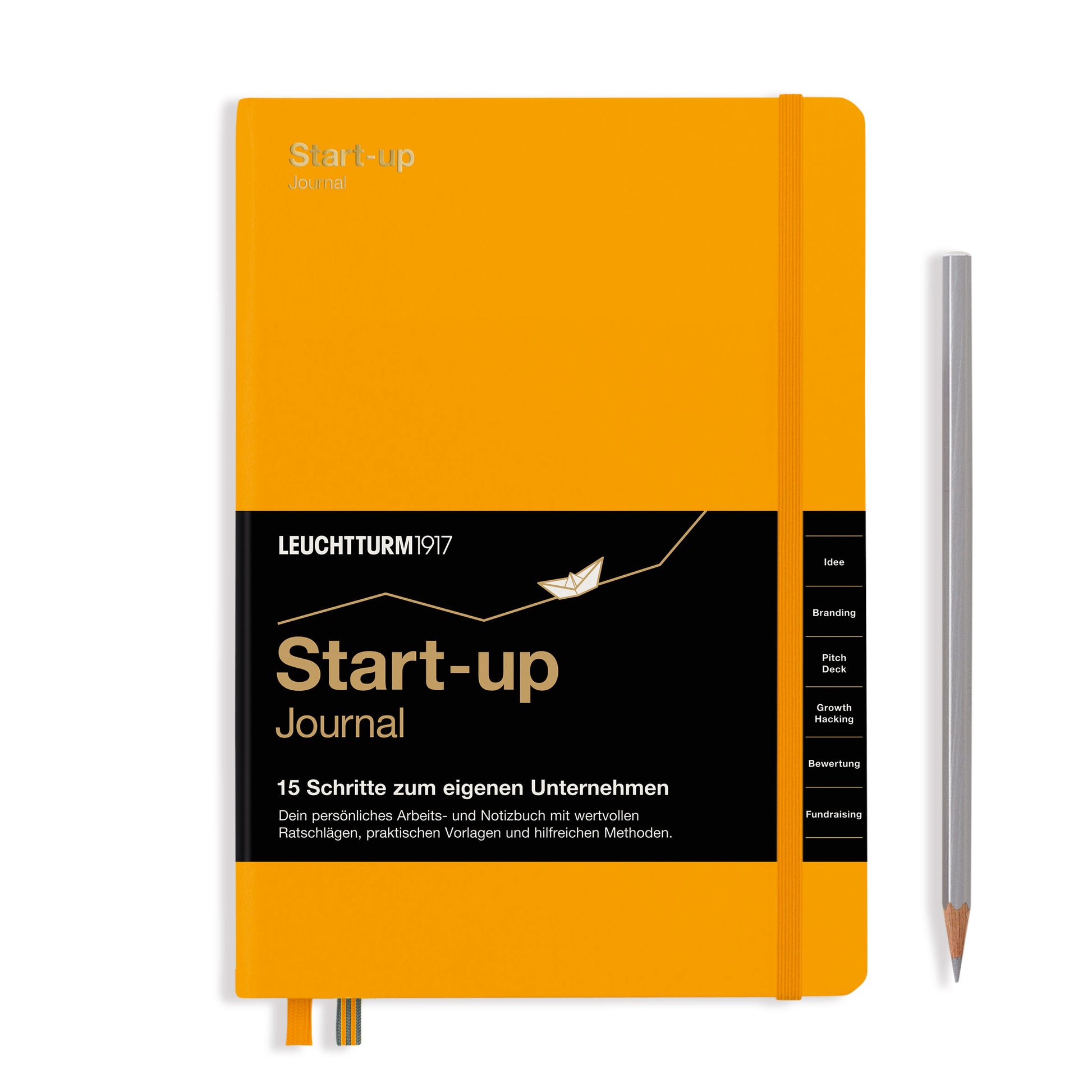 Leuchtturm Notizbuch – A5 – blanko – 294 Seiten – 100 g/m² – Hardcover, Gummiband, orange