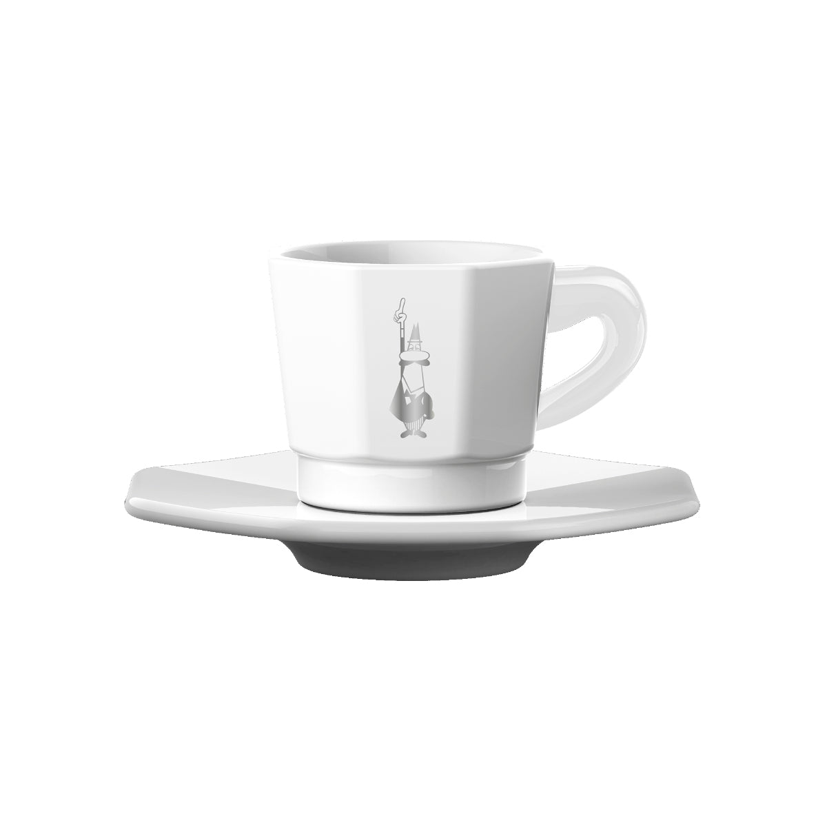 Bialetti Espressotasse RTATZ402 – 4er Set, 80 ml, Porzellan, Weiss, mit Unterteller