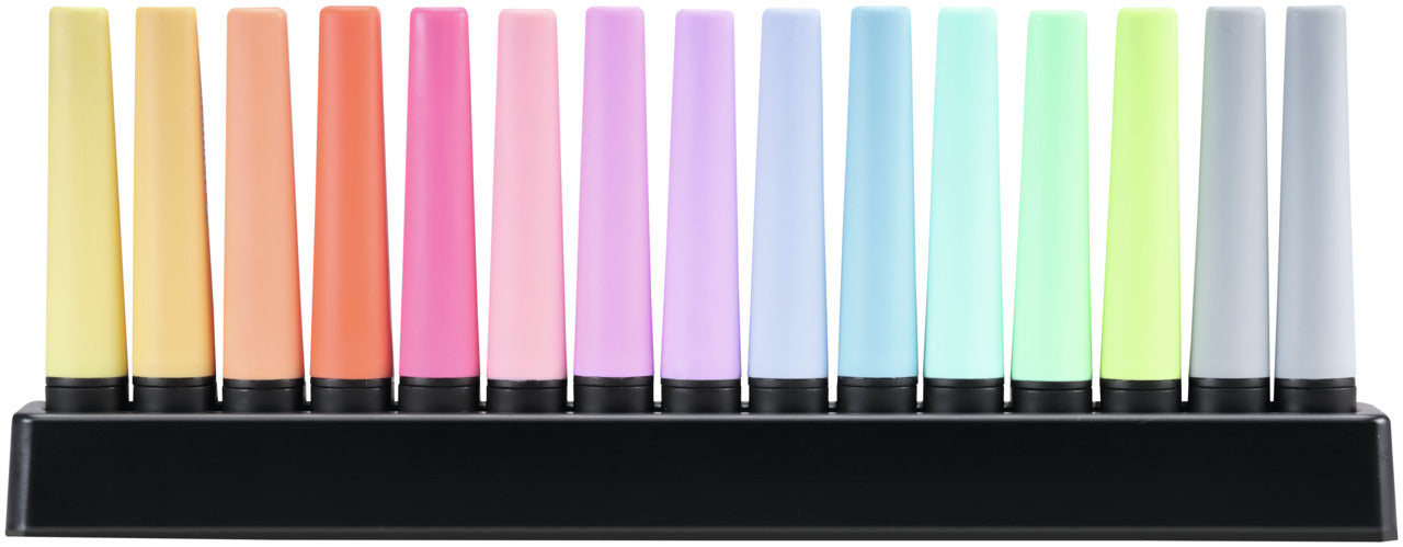 STABILO BOSS Original Textmarker Desktop Set 15 Farben Pastell – Keilspitze, 2–5 mm