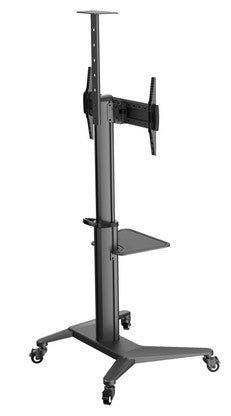 PureMounts PDS-0002C – Trolley, höhenverstellbar, für 47", VESA 600×400, bis 70 kg, schwarz