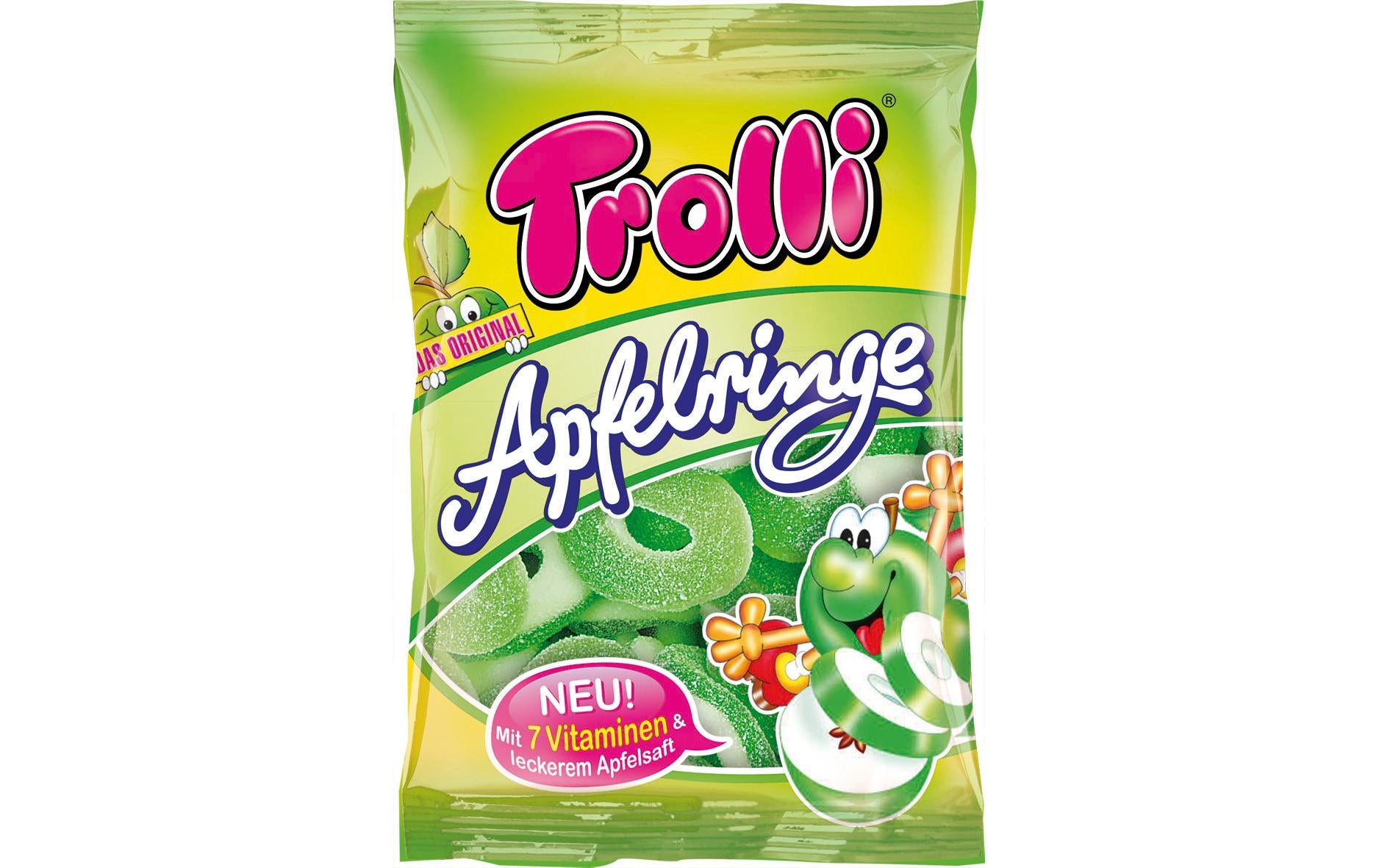 Trolli Apfelringe Gummibonbons – mit Vitaminen – 200 g