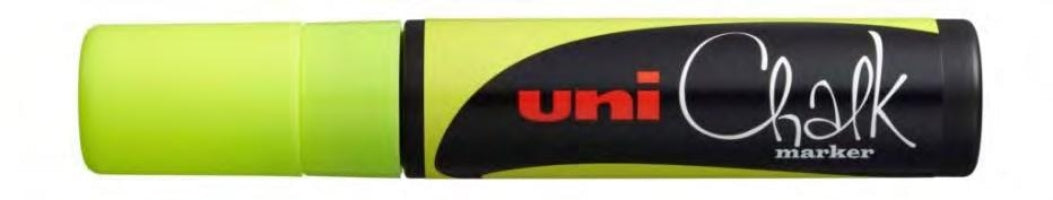 Uni-Ball PWE17K Kreidemarker – Keil 15 mm – Gelb, für Glas und andere glatte Oberflächen
