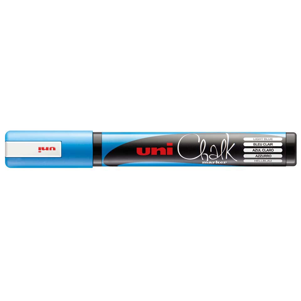 Uni-Ball PWE-5M Kreidemarker – Keilspitze 1,8–2,5 mm – Blau, für Glas/Holz