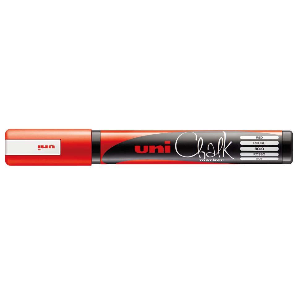 Uni-Ball PWE-5M Kreidemarker – Keilspitze 1,8–2,5 mm – Metallic Rot, für Glas/Holz