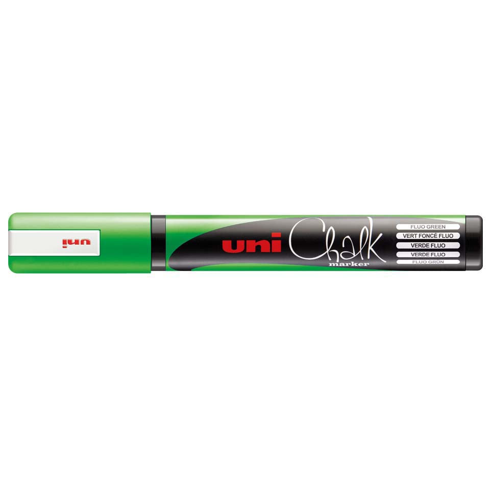 Uni-Ball PWE-5M Kreidemarker – Keilspitze 1,8–2,5 mm – Grün, für Glas/Holz