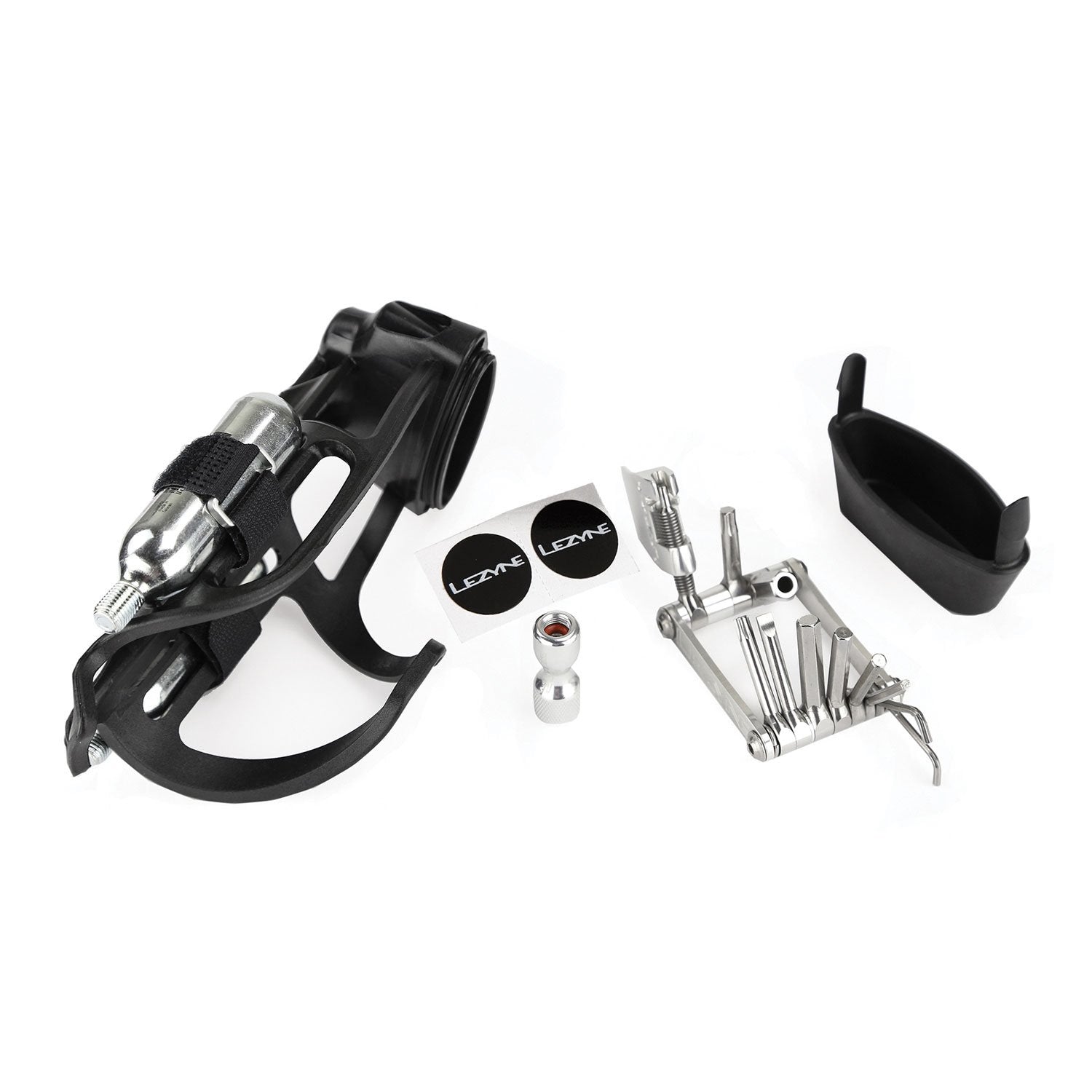 Lezyne Seitenständer – wetterfest, mit Tasche – für Trekking-/Citybike – schwarz, Graphit Composite