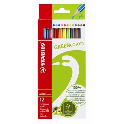 STABILO Buntstifte GREENcolors – 12 Farben, Ø 3 mm, FSC