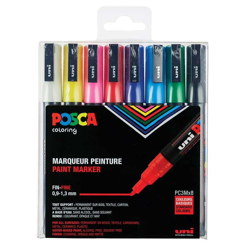 Uni-Ball Non-Permanent-Marker – Rundspitze 0,9-1,3 mm – Sortiert – 8er-Set