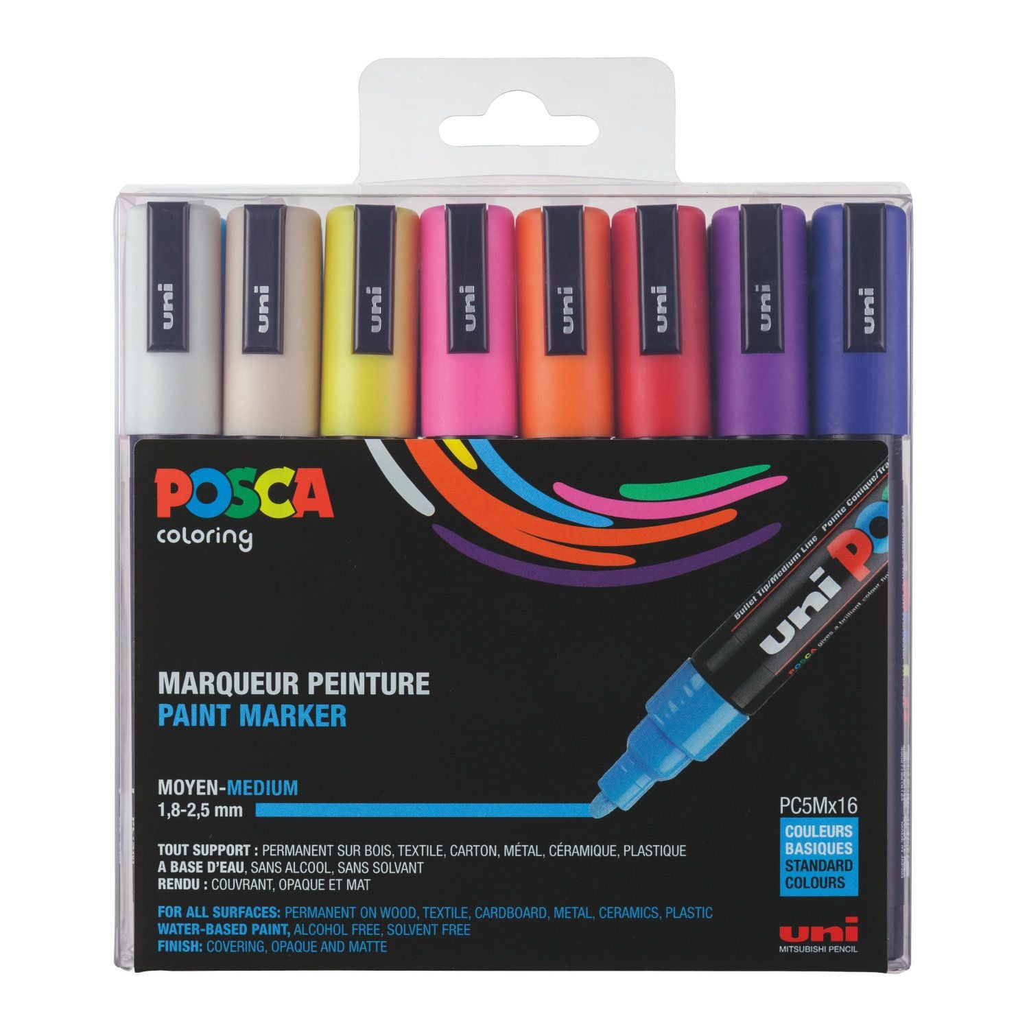 Uni-Ball Non-Permanent-Marker – Rundspitze 0,9-1,3 mm – Sortiert – 8er-Set
