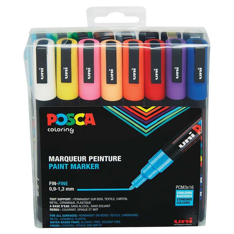 Uni-Ball Kreidemarker – Rund, 0,9–1,3 mm – sortiert – 16er-Set