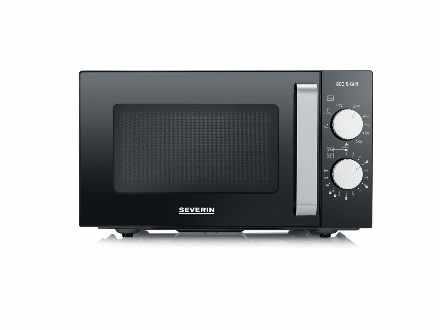Severin Grill-Mikrowelle MW7762 – 20 l, Grill, 800 W – Schwarz/Edelstahl