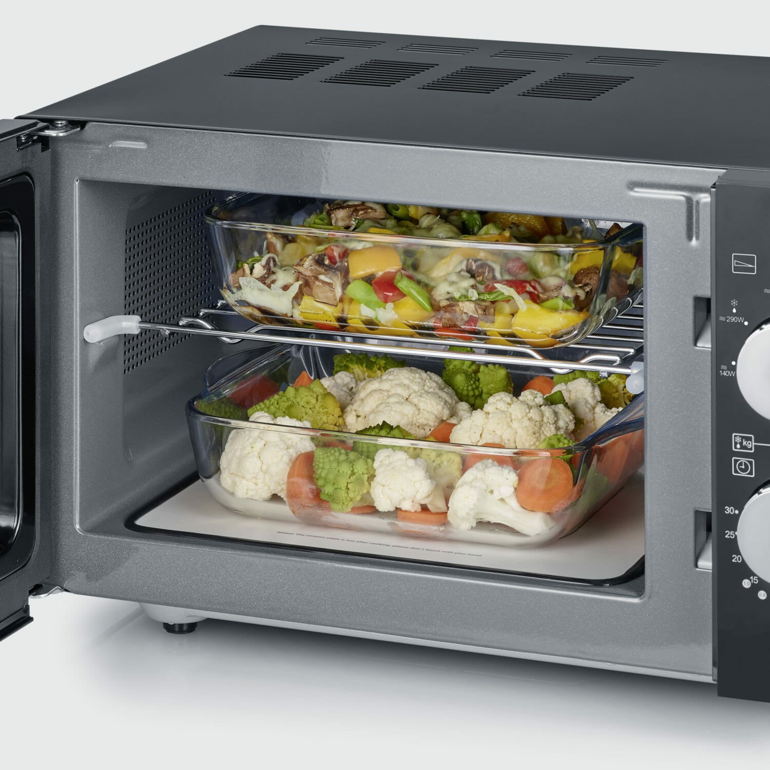Severin Grill-Mikrowelle MW7762 – 20 l, Grill, 800 W – Schwarz/Edelstahl