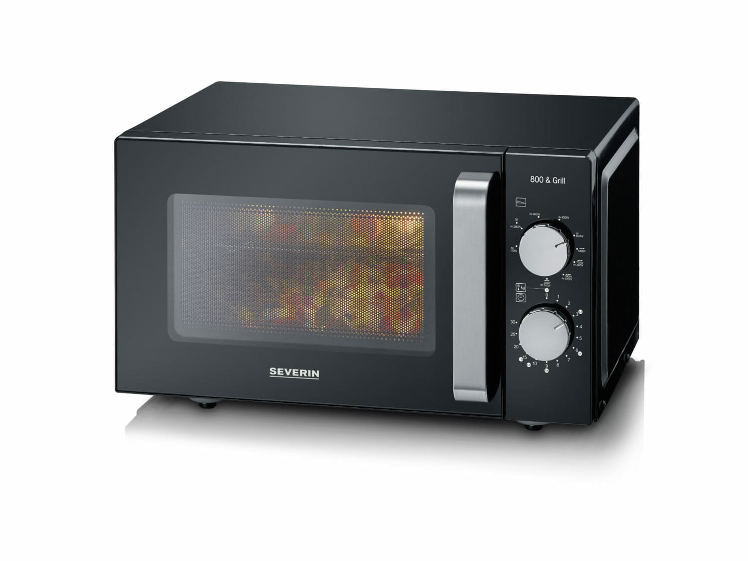Severin Grill-Mikrowelle MW7762 – 20 l, Grill, 800 W – Schwarz/Edelstahl