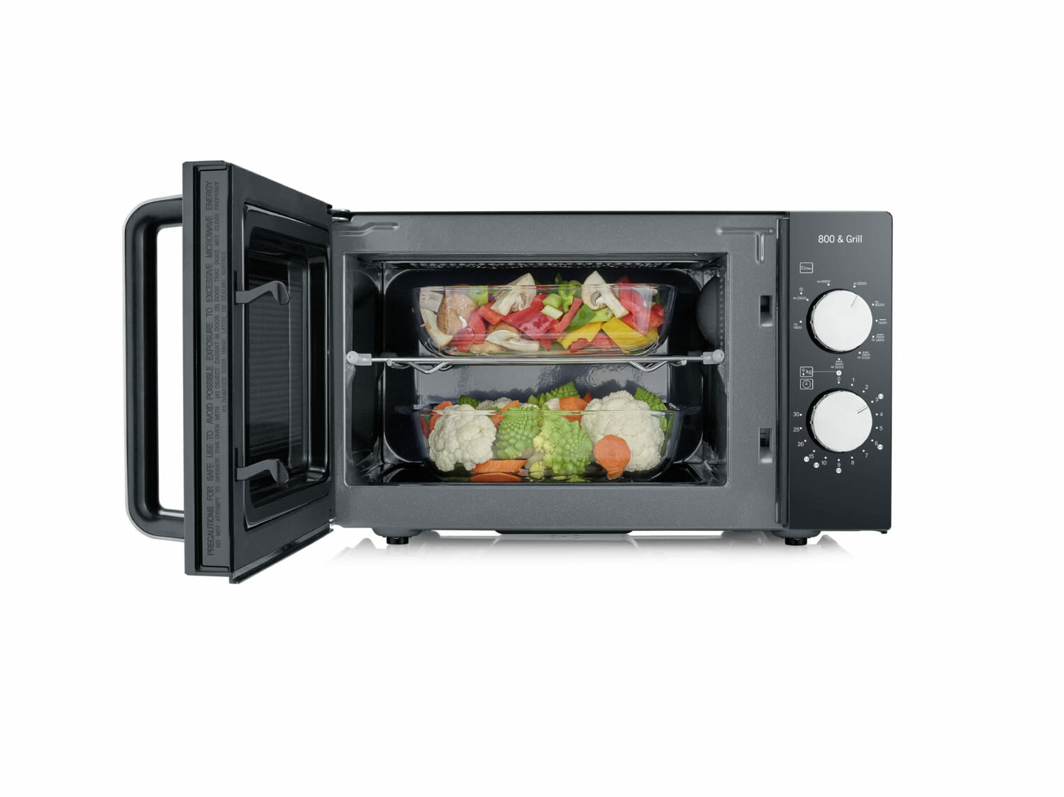 Severin Grill-Mikrowelle MW 7762 – 20 l, Grill & Keramikboden, 800 W – Schwarz/Edelstahl