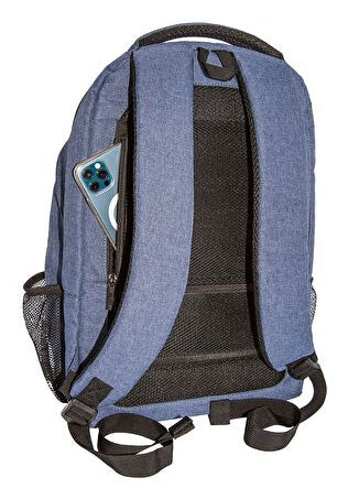 WEDO Schulrucksack Denim – für 15,6", 28 l, mit Tablet-Fach – Blau, 330 × 510 × 200 mm