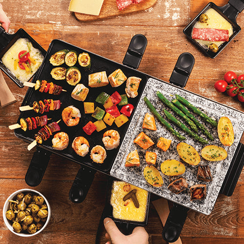 Russell Hobbs Raclette-Grill 3in1 – 8 Personen, Stein-Grillplatte, 1400 W – schwarz
