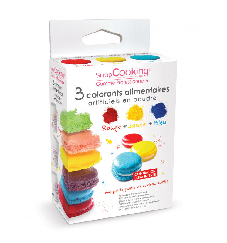 ScrapCooking Farbpulverset Pulver Blau, Rot, Gelb – 3×10 g