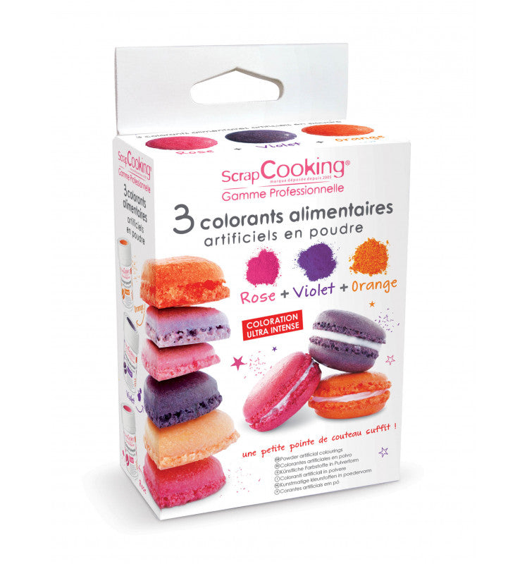 ScrapCooking Lebensmittelfarbe Pulver Rosa, Violett, Orange