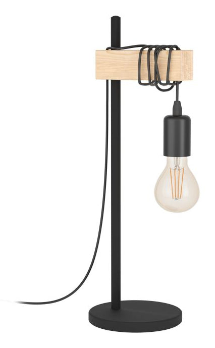 EGLO Tischleuchte TOWNSHEND 43515 – E27, max. 10 W, 50 cm, IP20 – Schwarz