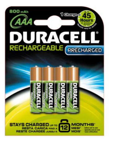 Duracell AAA Akkus, NiMH, 800 mAh, 1,35 V – 4 Stk.