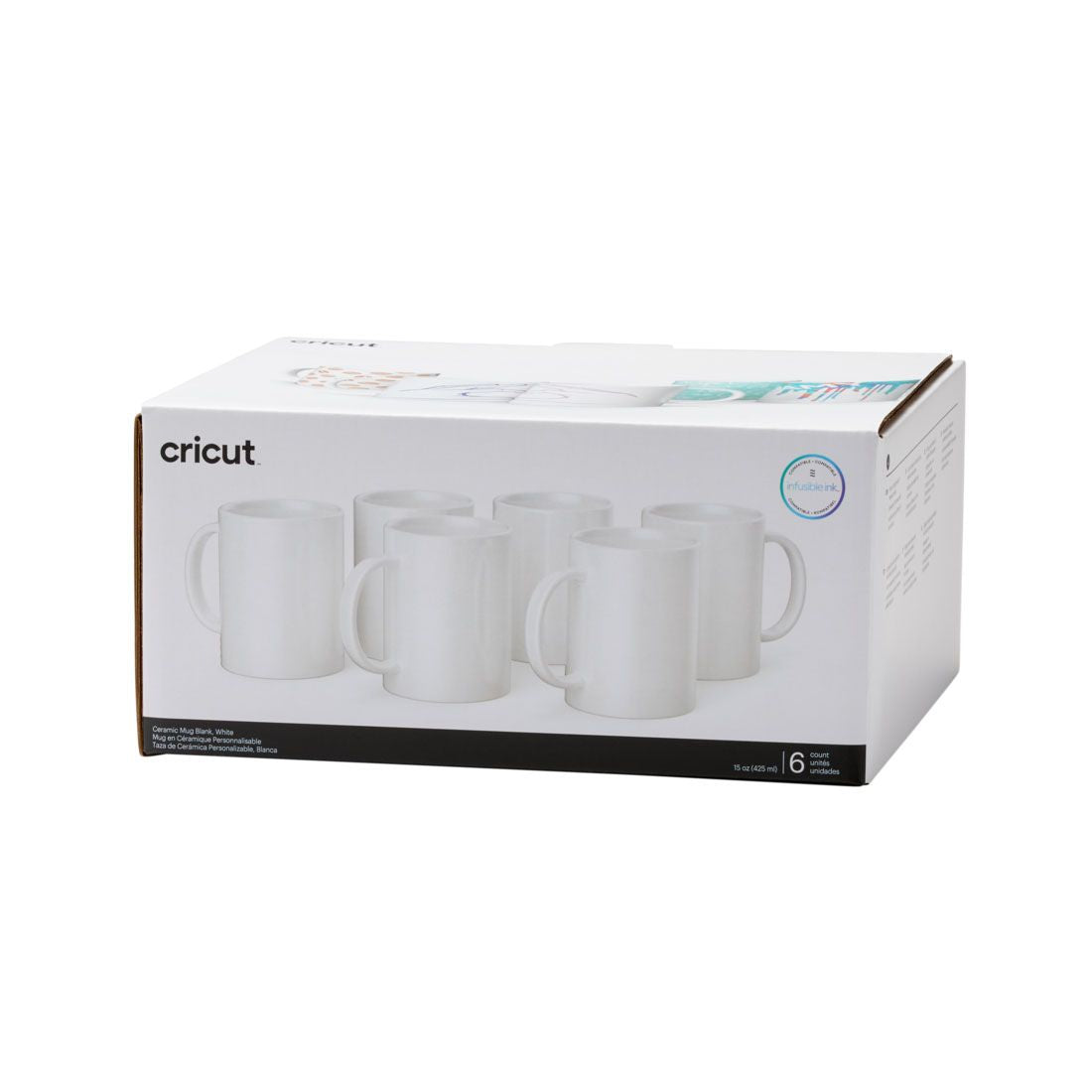Cricut Tasse – 0,44 l, Keramik, weiss, für Cricut Tassenpresse Mug Press, 6 Stück
