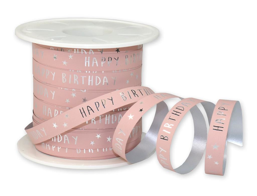 Pattberg Geschenkband Polyester glänzend rosa/silber – 10 mm × 100 m – 1 Stk.