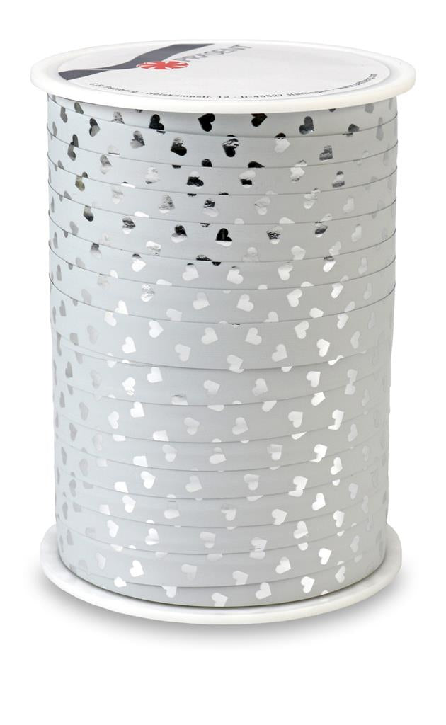 Pattberg Geschenkband Cherie Polyester, glänzend, silber – 10 mm × 100 m – 1 Stk.