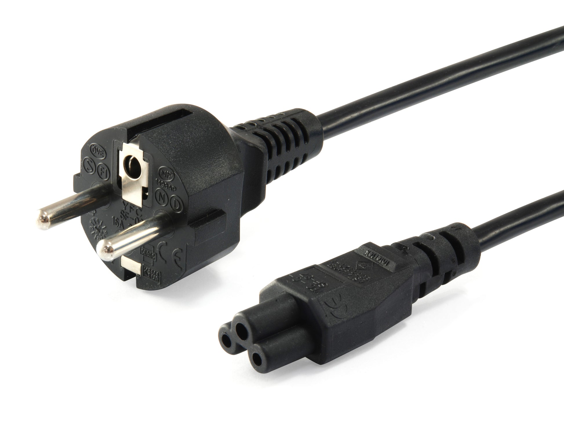 Equip Netzkabel – IEC C5 auf Schuko (CEE 7/7), 3 m, 250 V/2,5 A, schwarz