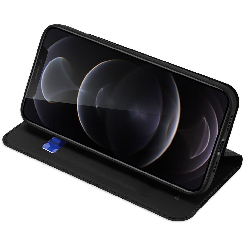 nevox Vario Series Wallethülle – für Apple iPhone 15 Pro, mit Ständer, 1 Kartenfach, PU+TPU, Schwarz