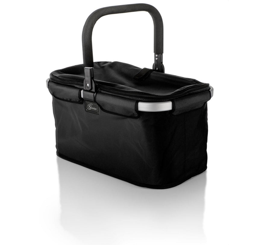 Genius Computer Technology Genius – Einkaufswagen, Aluminium/Polyester, schwarz, 480×280×270 mm, faltbar, 25 kg