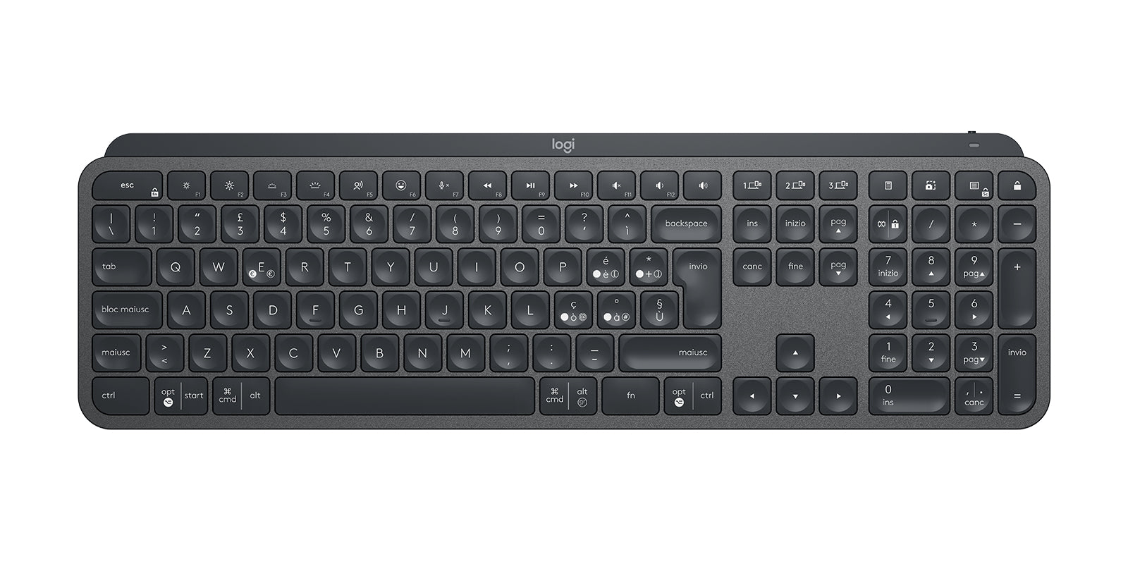 Logitech MX Keys for Business – Tastatur, kabellos (Bluetooth), IT-Layout (IT), Grau