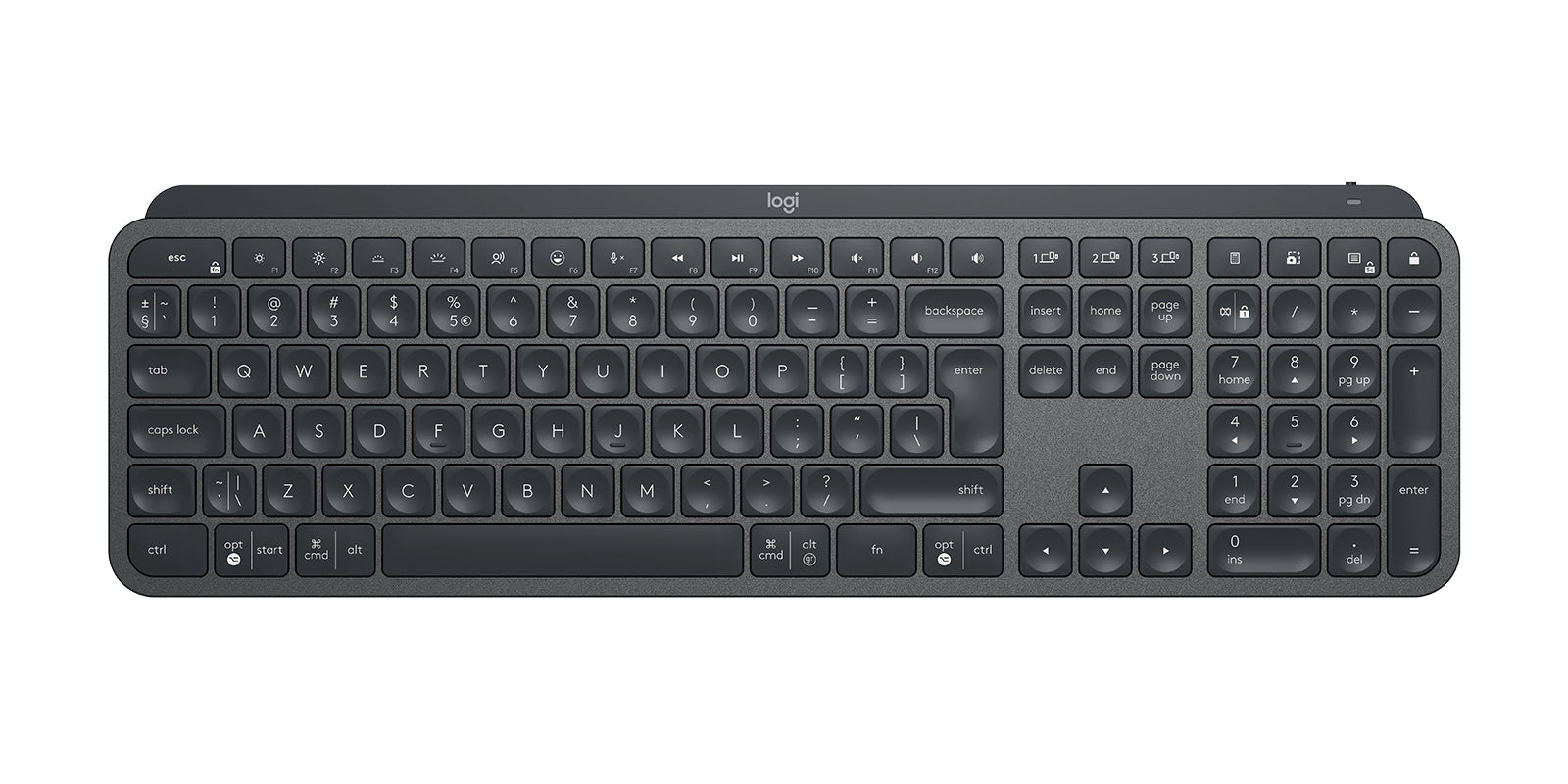 Logitech MX Keys for Business – Tastatur, kabellos (Bluetooth), US-Layout (EN), beleuchtet, Grau