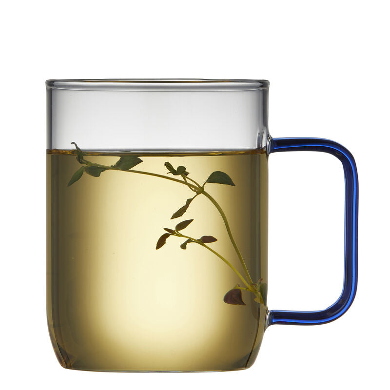 Lyngby Glas Lyngby Tasse Torino – 2er Set, 400 ml, Glas, Blau, spülmaschinenfest, mikrowellengeeignet