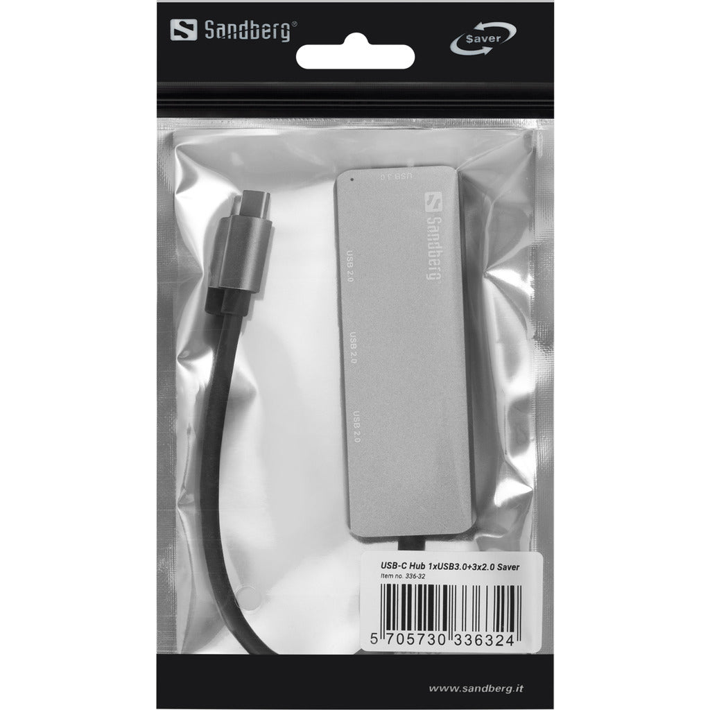 Sandberg SAVER USB-Hub – USB-C, 4× USB-A