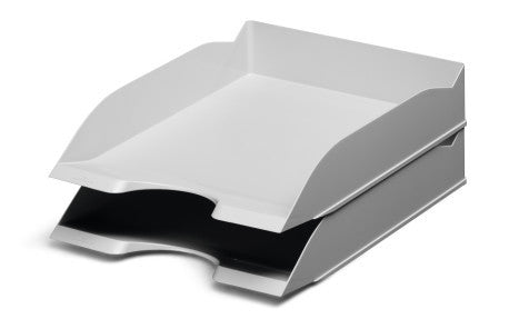 Durable Briefkorb – Kunststoff, für A4, C4, stapelbar, mit Griffausschnitt, matt, grau, B 253 × H 63 × T 337 mm