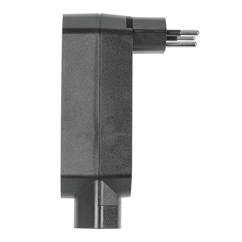 Steffen Manta Reiseadapter Typ J zu 4× Typ J – 250 V, 10 A, drehbar 320°, Kinderschutz – Schwarz