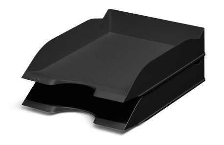 Durable Briefkorb – für A4, C4, stapelbar, mit Griffausschnitt, matt, schwarz, B 253 × H 63 × T 337 mm