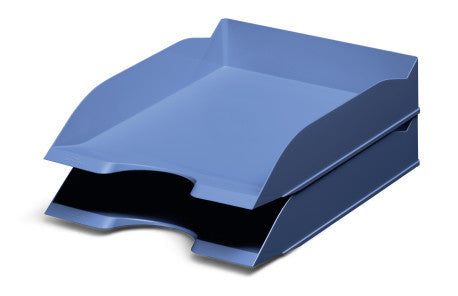 Durable Briefkorb – Kunststoff, für A4, C4, stapelbar, mit Griffausschnitt, matt, blau, B 253 × H 63 × T 337 mm