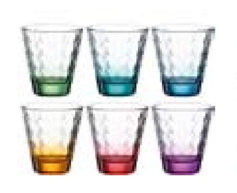 LEONARDO Trinkglas Optic – 6er Set, 215 ml, Ø 8,5 cm, Glas, Mehrfarbig, spülmaschinenfest