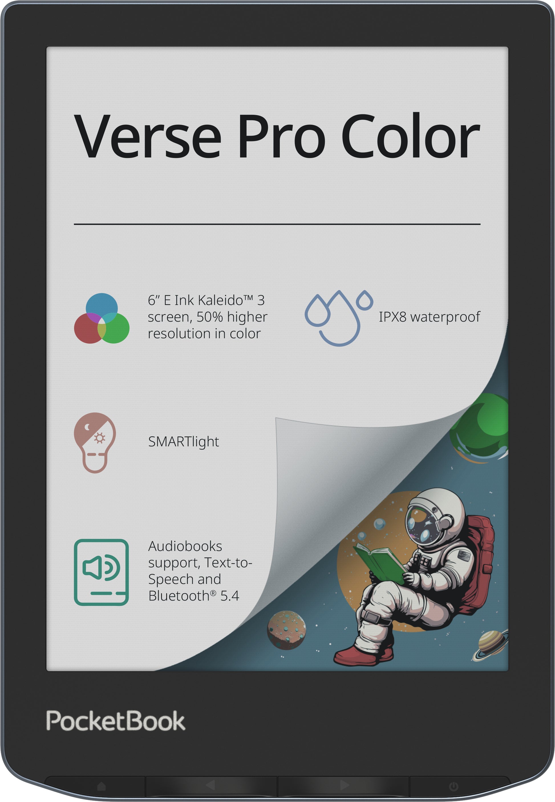 PocketBook Verse Pro Color – 6" E-Ink Kaleido, 16 GB, IPX8, Blau