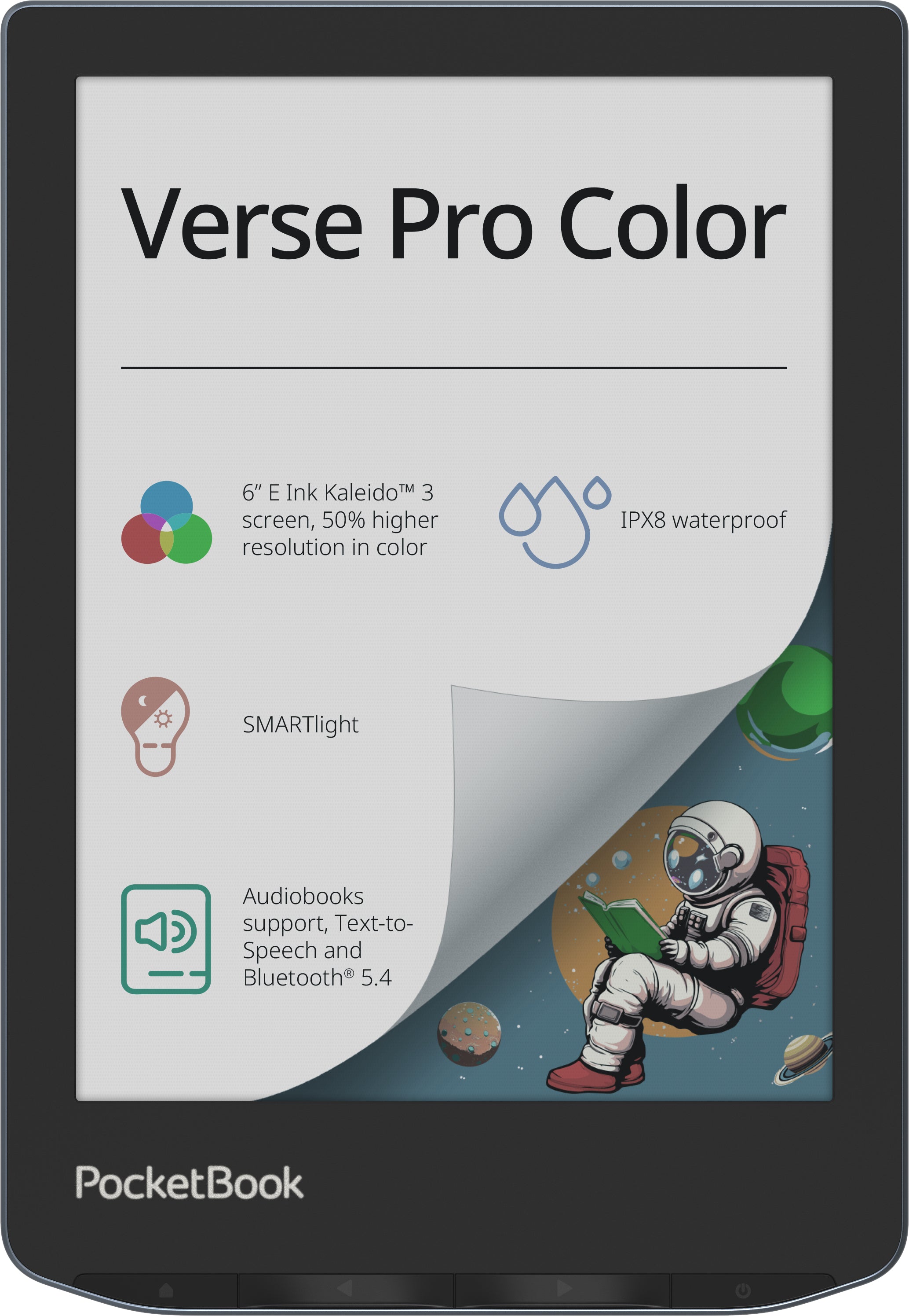 PocketBook Verse Pro Color – 6" E-Ink Kaleido, 16 GB, IPX8, Blau