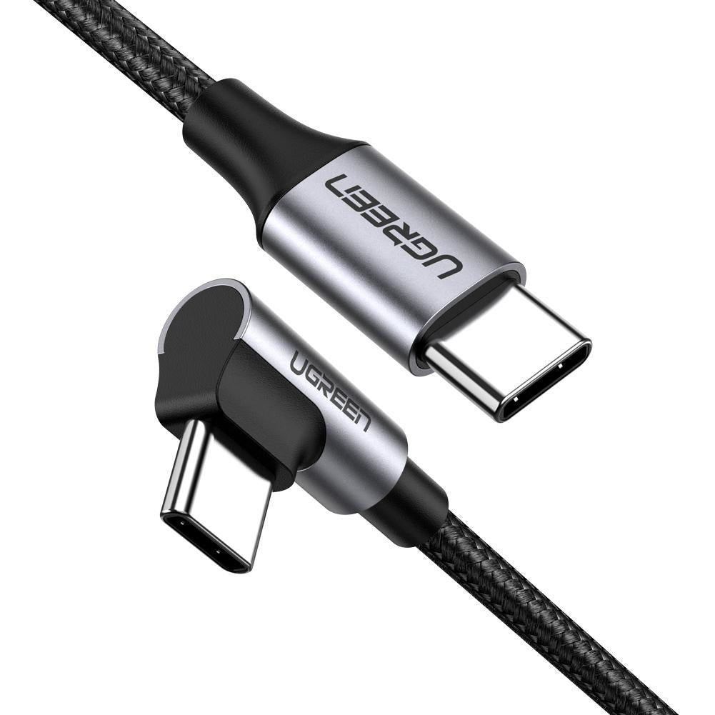 Ugreen USB-C auf USB-C Kabel – USB 2.0 (480 Mbit/s) – 2 m – PD 60 W – Geflochten, Abgewinkelt – Schwarz